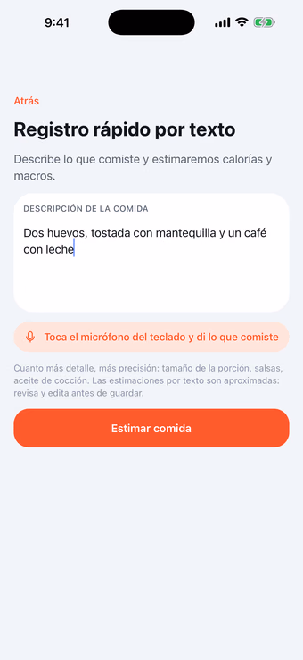 Registro rápido por texto en Munoo